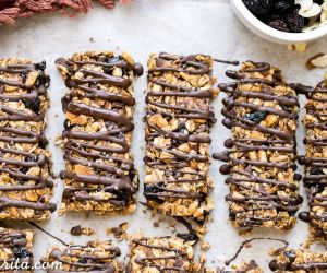 Dried Cherry, Almond + Chocolate Chip Granola Bars (Gluten Free + Vegan)