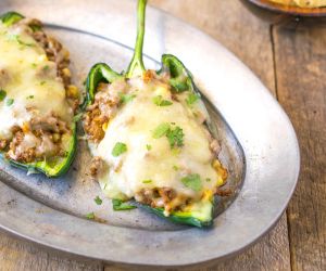 Grilled beef stuffed poblano peppers