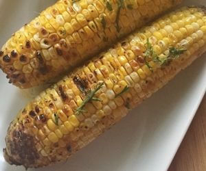 Grilled Corn with Sriracha and Dill Butter