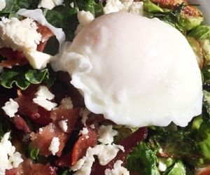 Roasted Bacon, Brussel Sprout, and Feta Salad with Dill Dressing