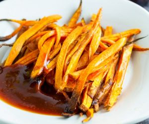 Oktoberfest Beer Sweet Potato Fries with Spiced Balsamic Dipping Sauce