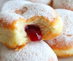 Strawberry jam filled donuts