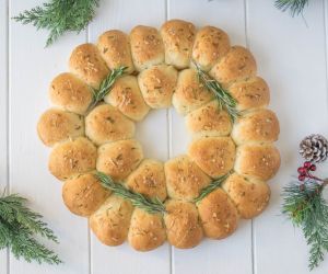 Holiday rosemary bread wreath