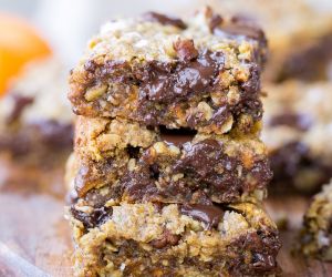 Pumpkin Oatmeal Scotchie Bars with Chocolate Chips + Pecans