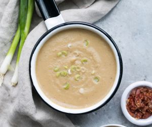 Cauliflower Leek Soup (Paleo, Whole30 + Vegan Option)