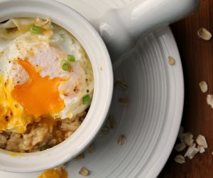 Savory Oats Topped With A Runny Egg