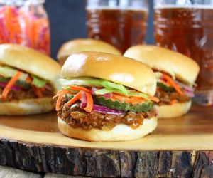 Asian Sloppy Joes with Pickled Carrots and Onions