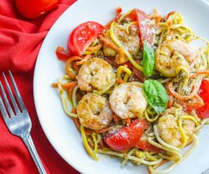  Basil Pesto Vegetable Pasta with Shrimp 