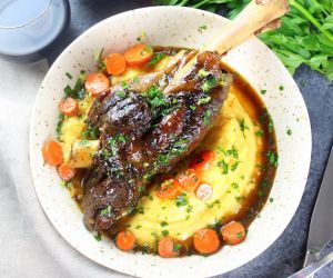 Slow Cooked Lamb Shanks with Polenta