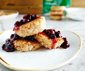 Risotto Rice Pudding Cakes and Berry Compote
