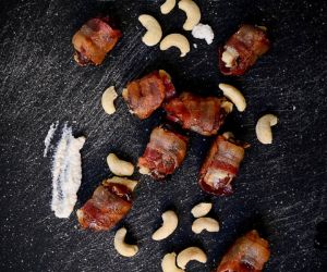 Bacon Wrapped Dates Stuffed with Cashew Cheese Recipe