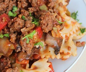 Beef Pasta with Ground Beef and Farfalle