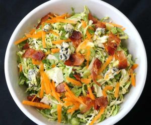 Brussel Sprout Slaw with Bacon and Blue Cheese