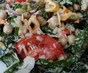 Kale Caesar Salad with Chickpeas