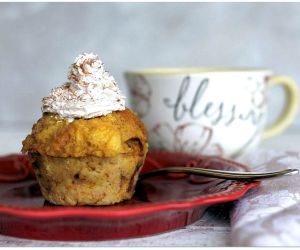 PUMPKIN BREAD PUDDING WITH PUMPKIN SPICE WHIPPED CREAM