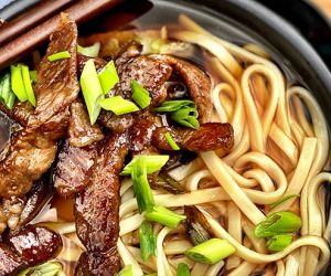 Niku Udon (Japanese Meat Udon) with Miyazakigyu Wagyu Strip Steak+