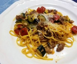 Tagliolini with Sausage and Vegetables