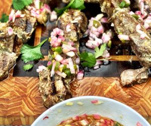 Grilled Lemongrass and Coconut Wagyu Beef Skewers with Relish
