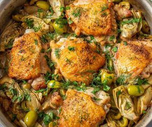 Braised Chicken Thighs with Fennel, Artichoke, and Olives | Jen's Rooted Kitchen