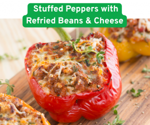 Stuffed Bell Peppers with Refried Beans & Cheese